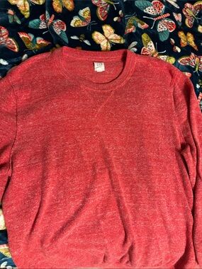 GAP Men's Heathered Coral-Red Crewneck Sweater